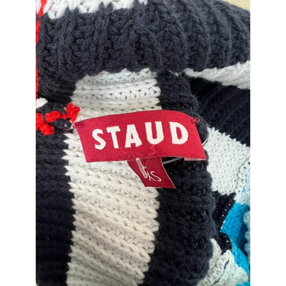 Staud Maxi Sweater Tank Dress Half‎ Black White Half Blue White Sleeveless SZ XS